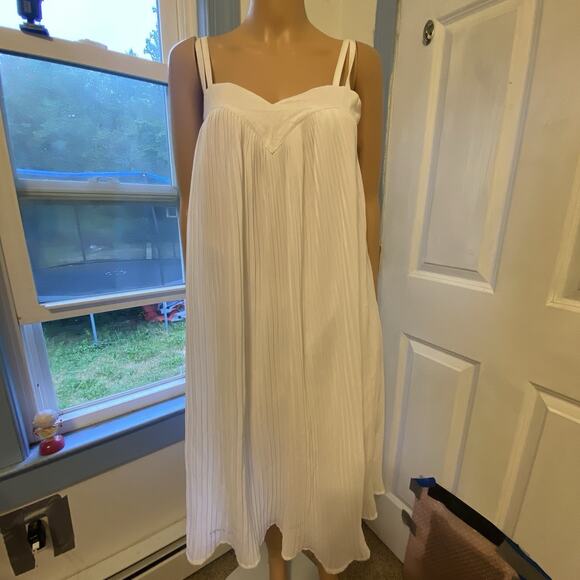 Y2K 2000s ASOS White PlissePleated Women6 Sweetheart Strap Sleeve Midi Anglecore - Picture 8 of 11